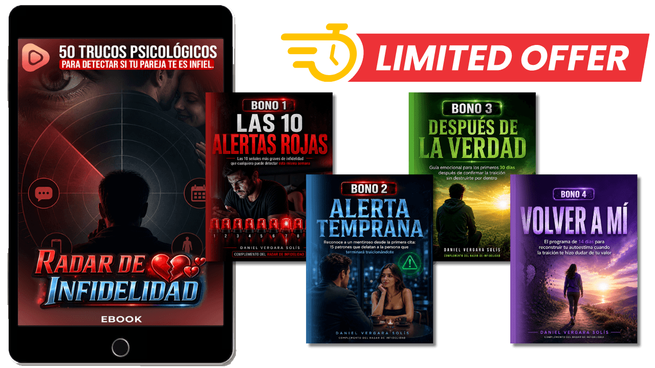Kit completo Radar de Infidelidad — guía principal + 4 bonos